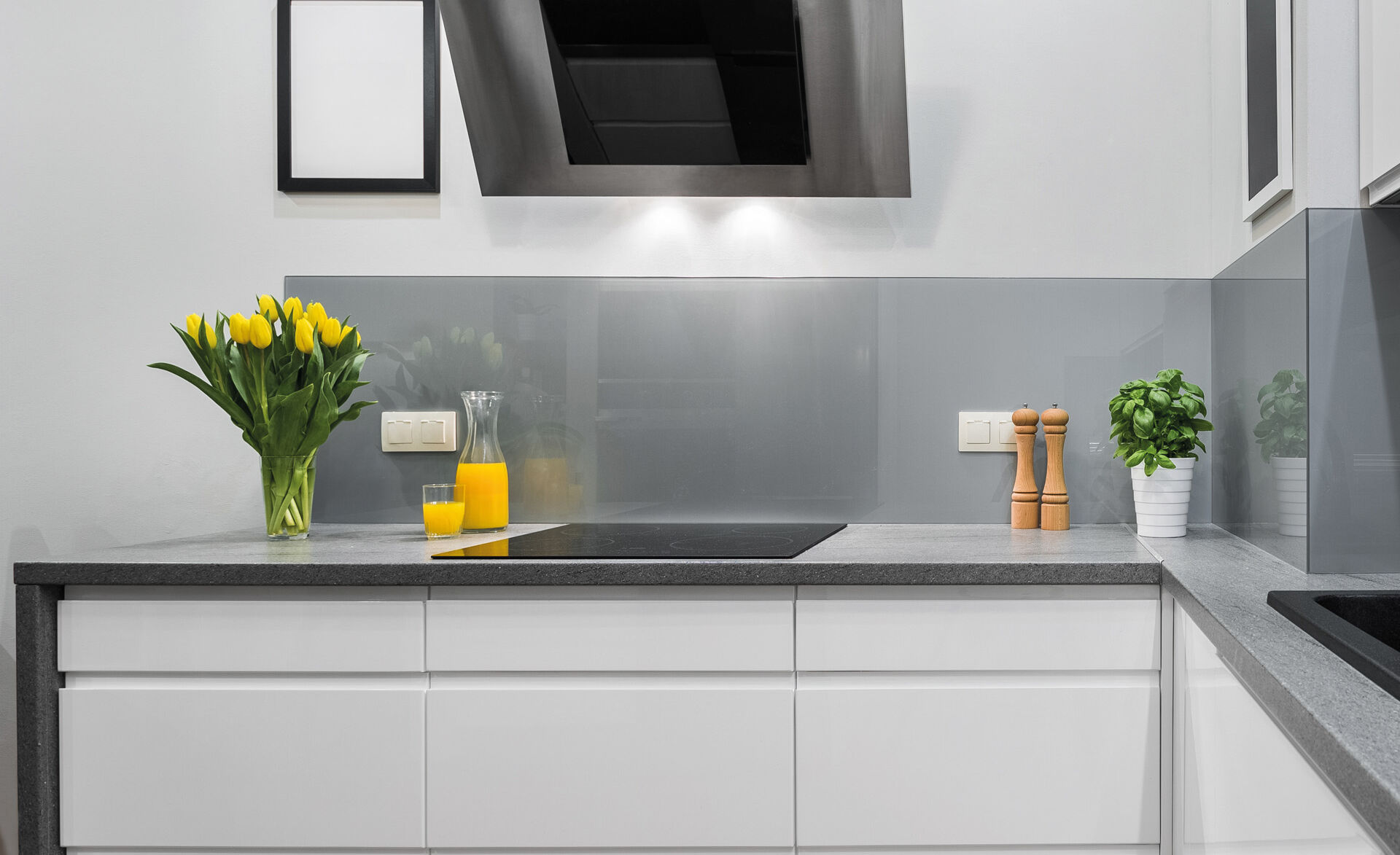 Emailierte Glasrückwand 