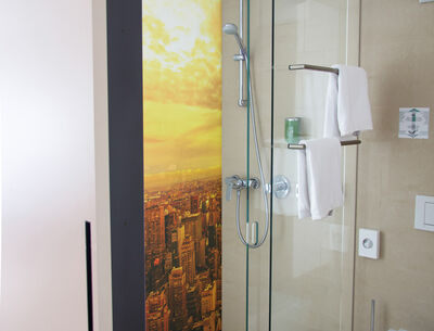 GM Schiebedusche Fotodruck Schiebedusche mit Sonnenuntergang