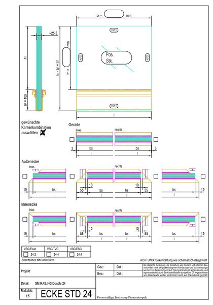 Bestellformular Glasgeländer-System GM RAILING® DOUBLE Standardmodul