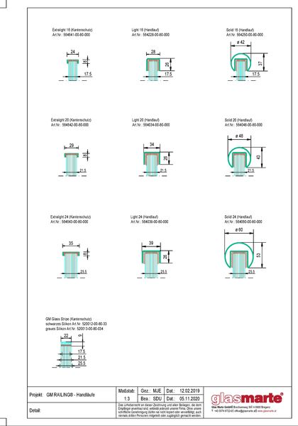 GM RAILING® Handläufe Handläufe Glasgeländer-System GM RAILING®