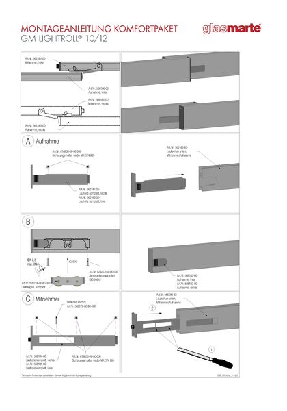 Montageanleitung: Schiebesystem GM LIGHTROLL® 10/12 mit Komfortpaket