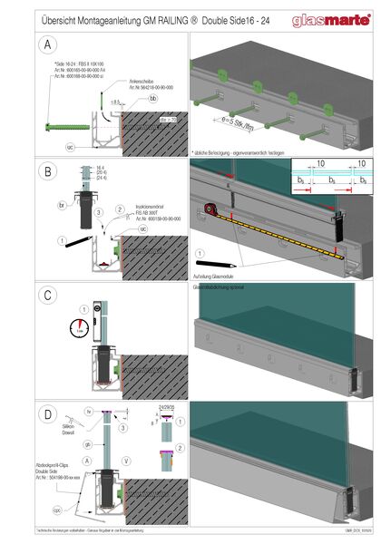 GM RAILING® DOUBLE SIDE Montageanleitung Glasgeländer-System GM RAILING® DOUBLE SIDE