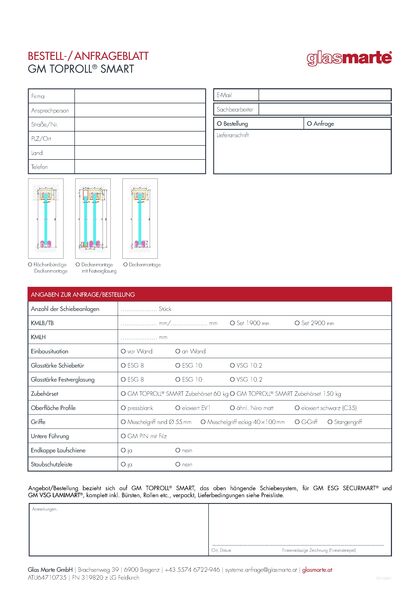 Anfrage-/Bestellformular: GM TOPROLL® SMART