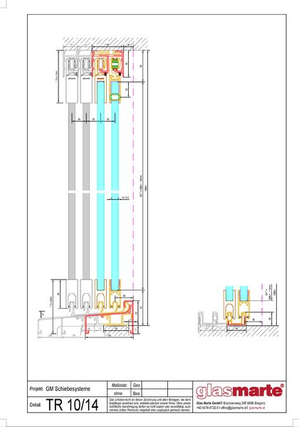 Detailzeichnung: Schiebesystem GM TOPROLL® 10/14 außen