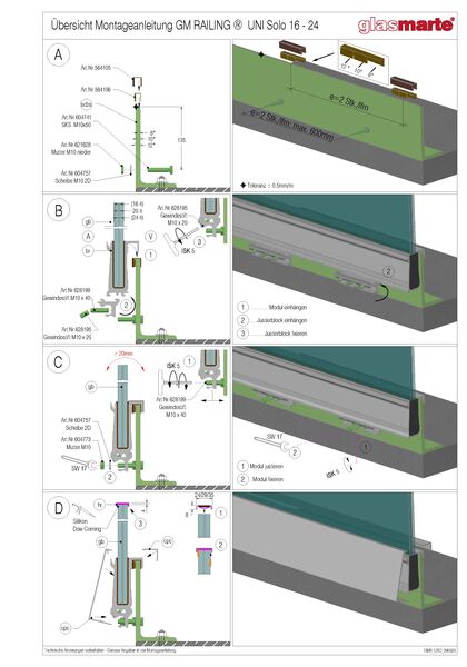 Montageanleitung: Glasgeländer-System GM RAILING® UNI SOLO
