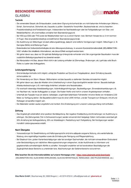 Besondere Hinweise für den Konstruktiven Glasbau Informationsblatt: Besondere Hinweise für den Konstruktiven Glasbau