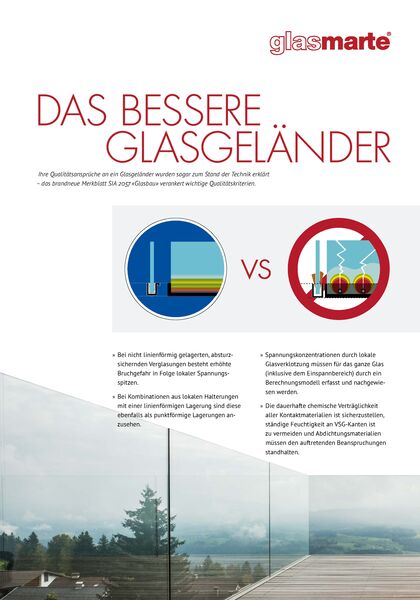 GM RAILING® Glasgeländer-Systeme: Qualitätskriterien laut SIA 2057 Glasbau